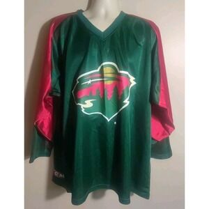 CCM NHL Minnesota Wild Green Red Gold Gaborik Long sleeve Hockey Shirt Size Xl